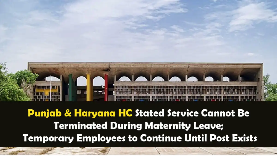 Punjab & Haryana HC Stated Service Cannot Be Terminated During Maternity Leave; Temporary Employees to Continue Until Post Exists